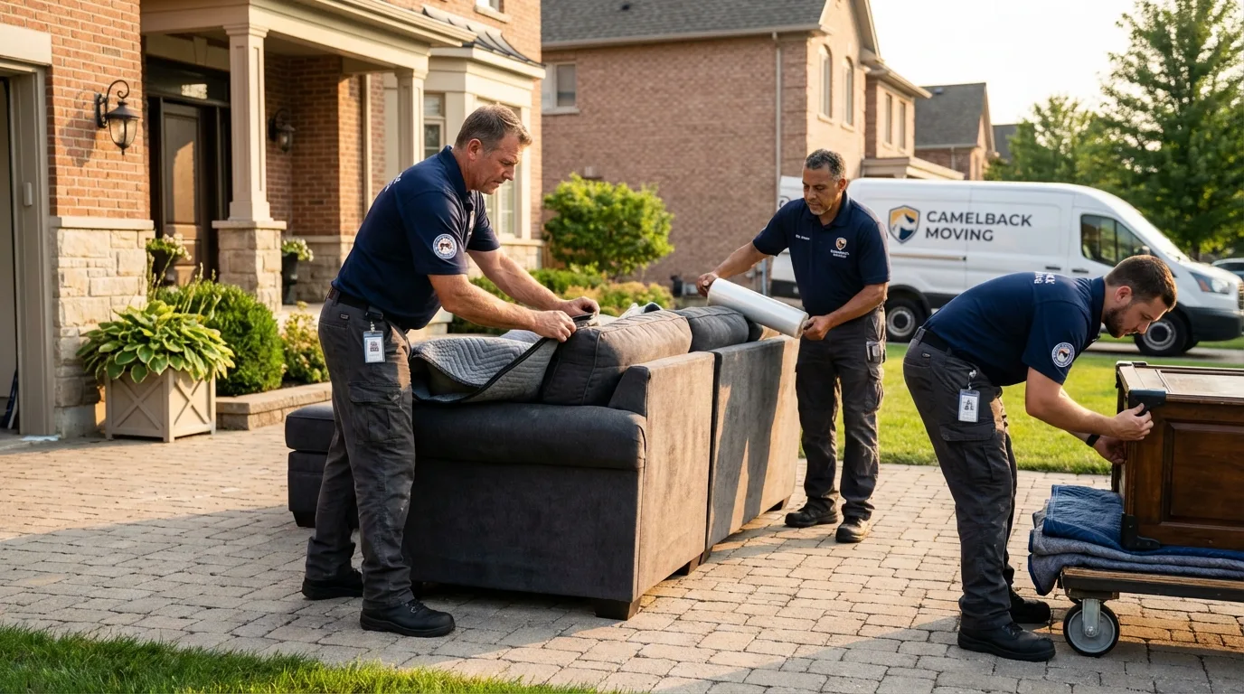 Large estate moving crew wrapping furniture in San Bruno, CA