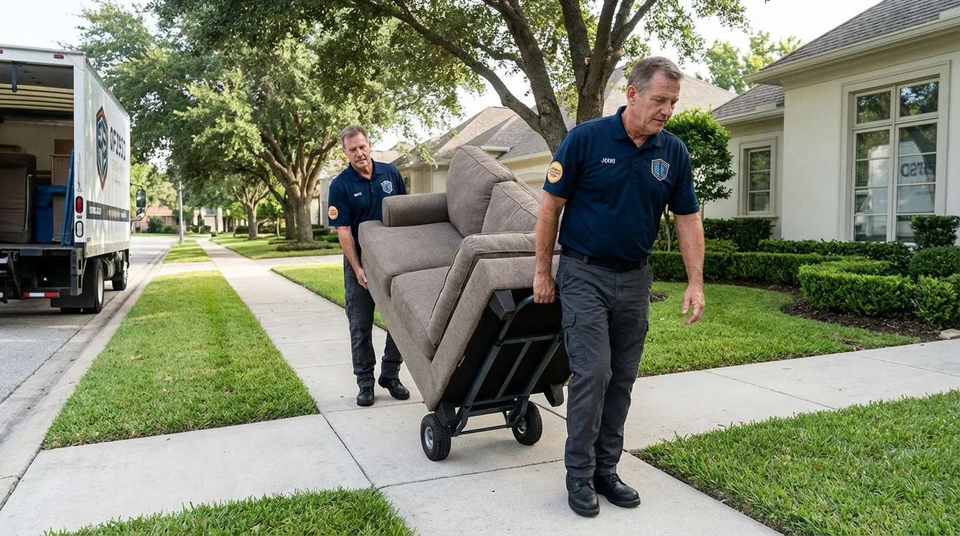 Local residential moving crew loading furniture in San Bruno, CA